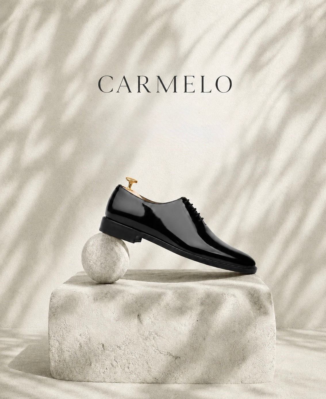 CARMELO - Men's Black Patent Leather Wholecut Shoe