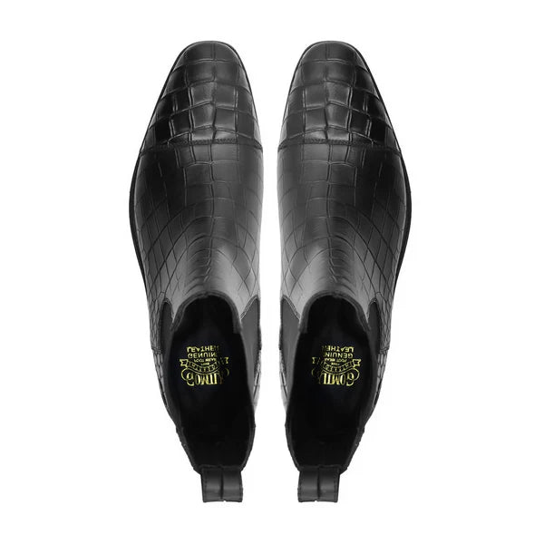 Men's Black Calf Leather Chelsea Boot