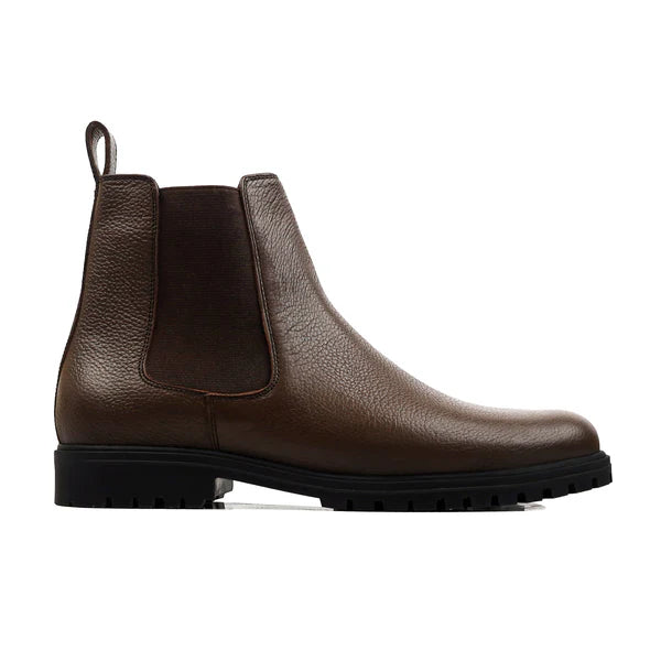 Men's Dark Brown Pebble Grain Leather Chelsea Boot