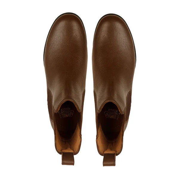 Men's Brown Pebble Grain Leather Chelsea Boot