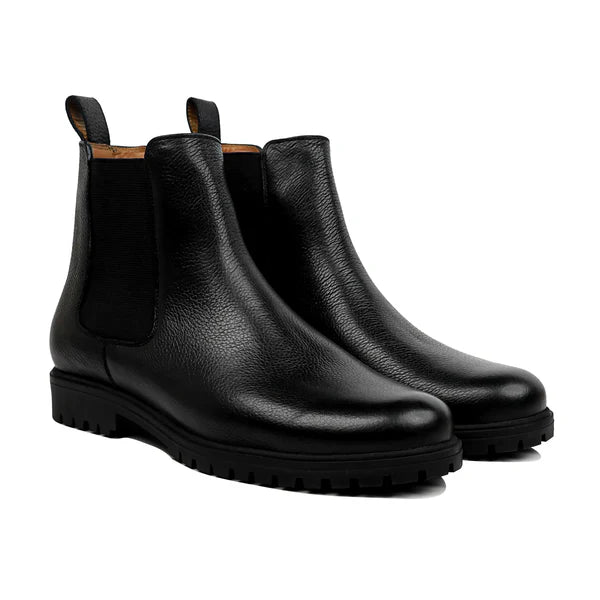 Men's Black Pebble Grain Leather Chelsea Boot